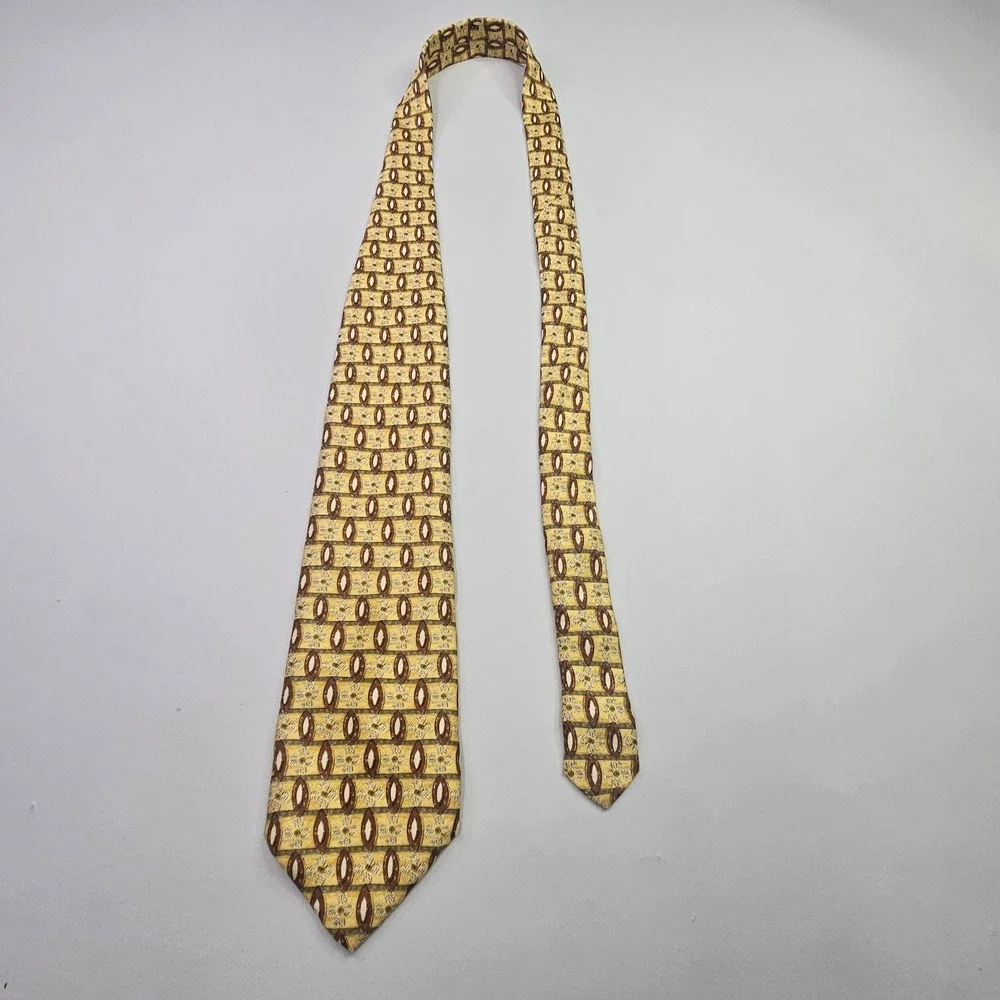 Robert Talbott Studio Tie Men's Standard Yellow Floral Geometric Silk Acetate US